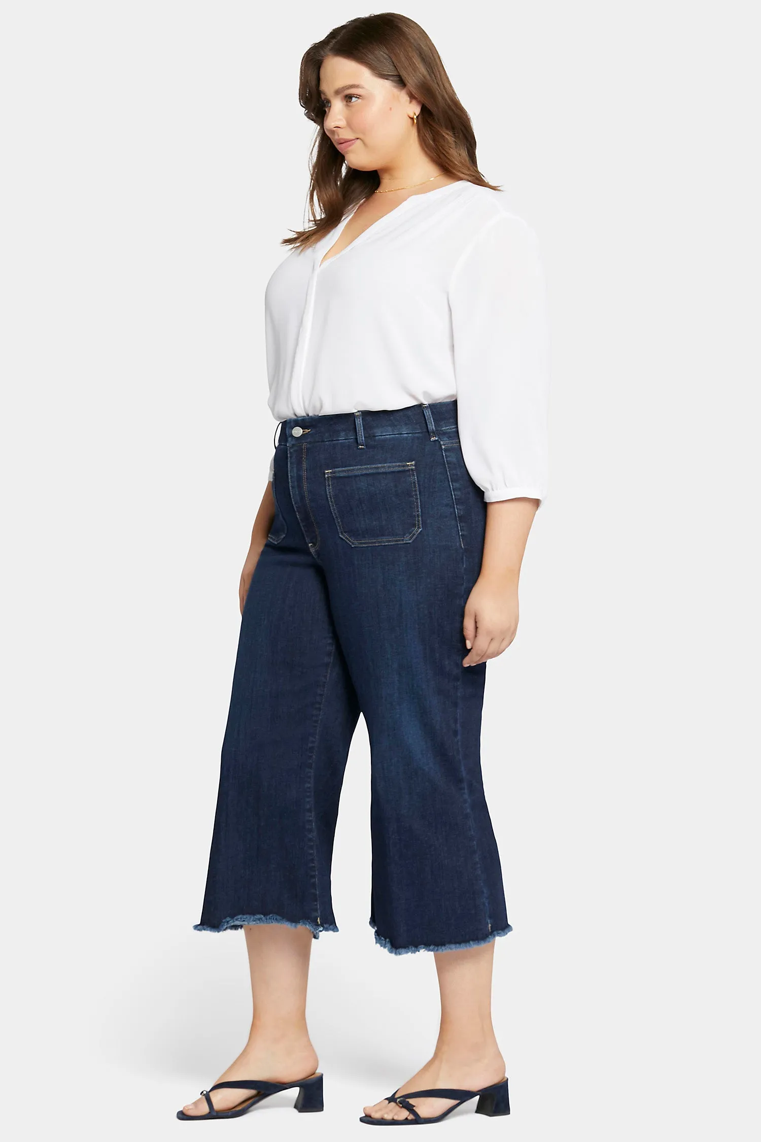 Patchie Wide Leg Capri Jeans In Petite Plus Size - Sublime