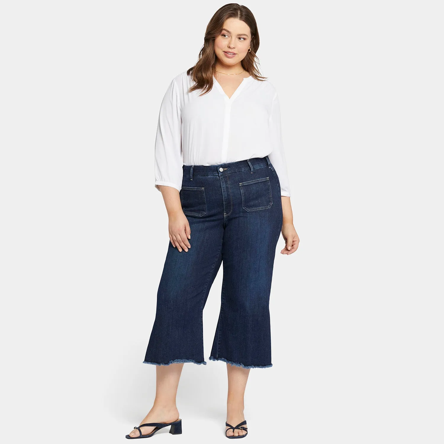 Patchie Wide Leg Capri Jeans In Petite Plus Size - Sublime