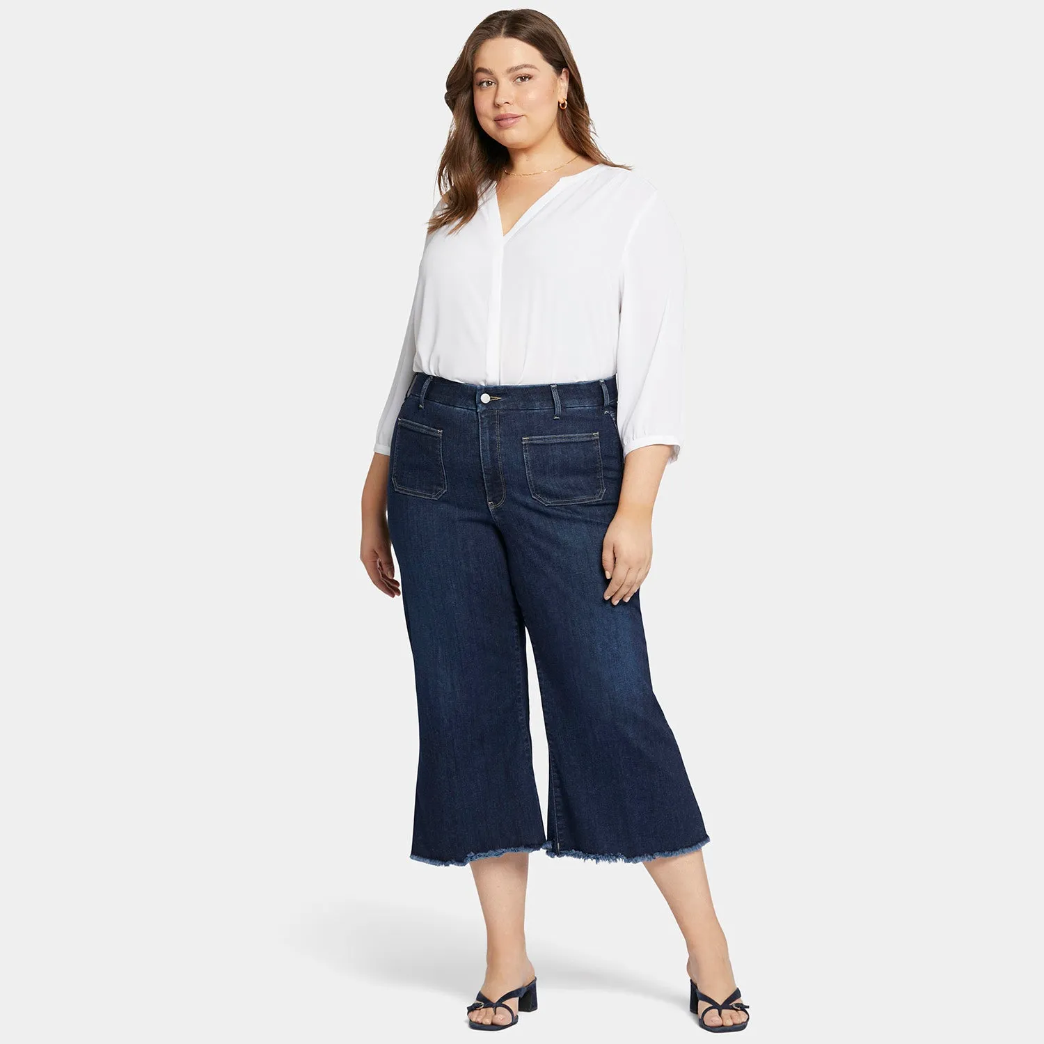 Patchie Wide Leg Capri Jeans In Plus Size - Sublime