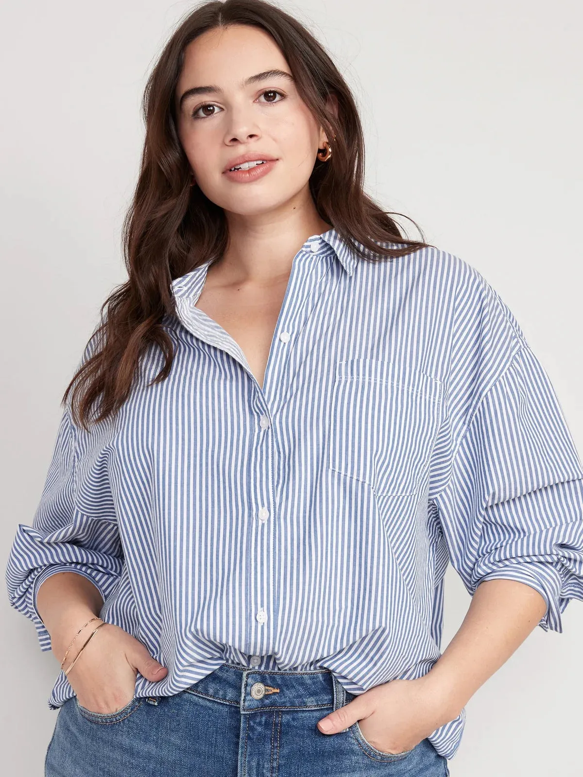 PINSTRIPED BOYFRIEND SHIRT