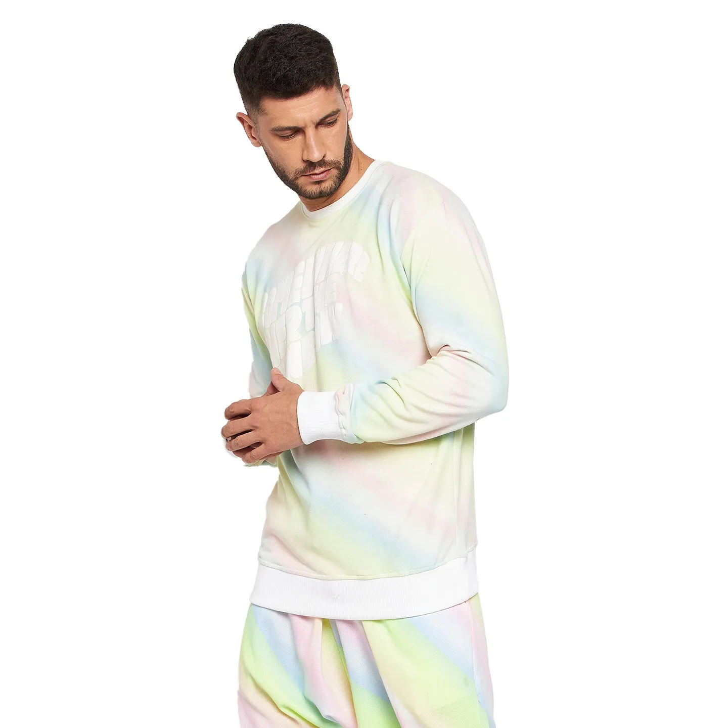 Rainbow Dyed Oversized Printed Sweatshirt