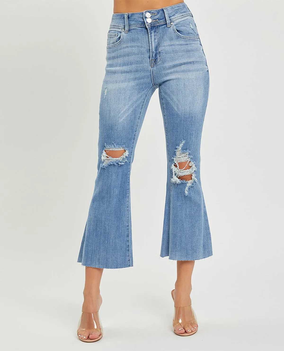 Risen High Rise Crop Flare Jeans