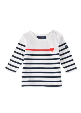 Sailor striped shirt gift box - with contrasting heart detail (BLANC/MARINE/TULIPE)