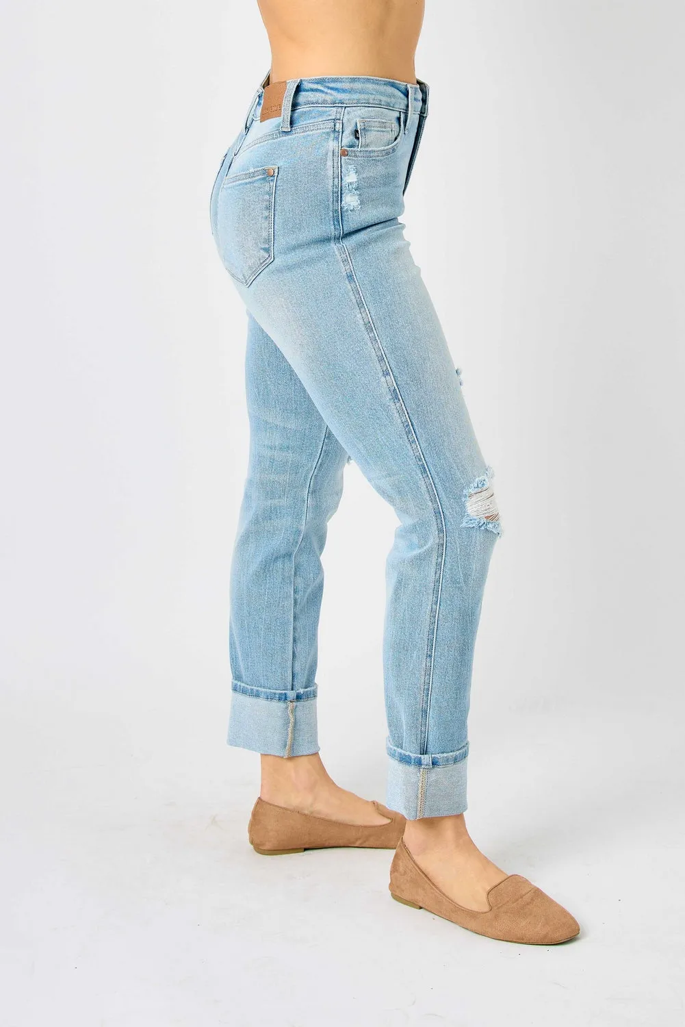 Star Mid Rise Americana Flag Cuff Boyfriend Jeans - PLUS