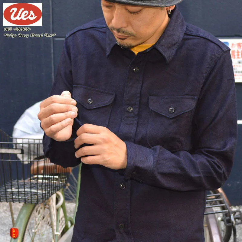 UES "502455" INDIGO AMUNZEN SHIRT "HEAVY FLANNEL SHIRT"