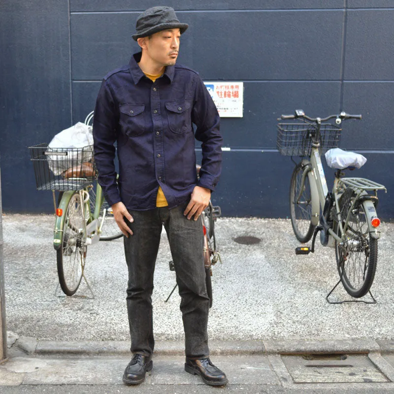 UES "502455" INDIGO AMUNZEN SHIRT "HEAVY FLANNEL SHIRT"