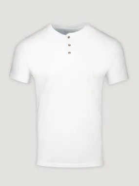 White Short Sleeve Henley